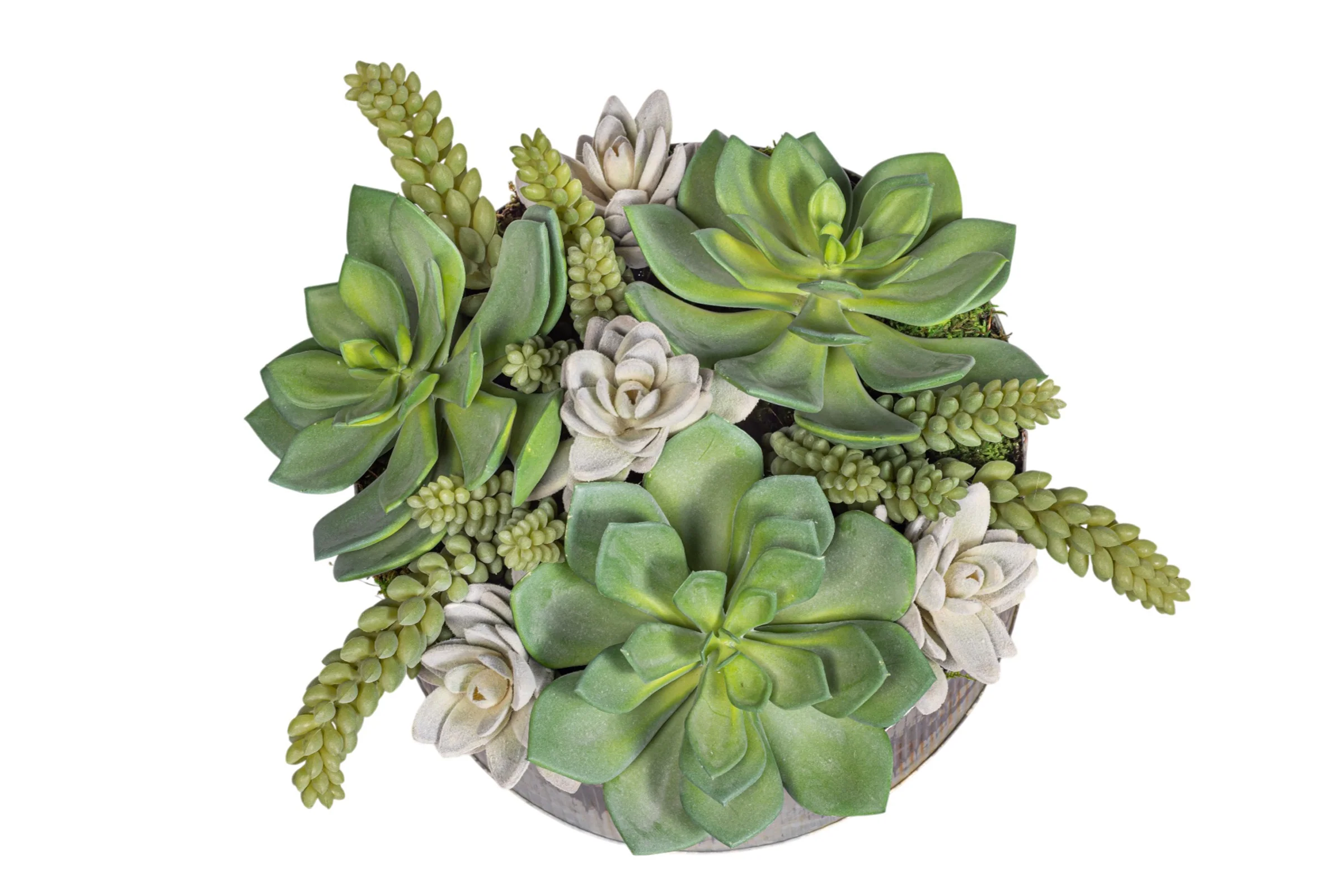 17" Rusty Galvanized Bowl with Mixed Succulent Arrangement AR1923 - Image 5