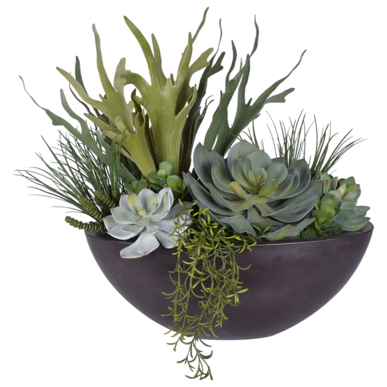 Large Oval Bowl with UV Treated Succulent Arrangement AR1805UV