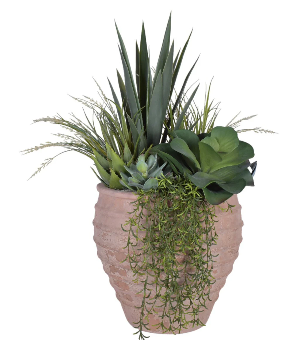 Roma Planter with UV Treated Succulents AR1754UV